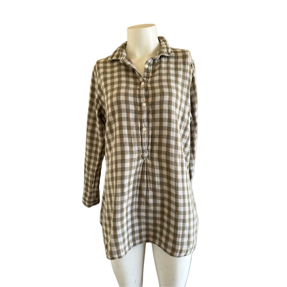 Woolrich women’s L 100% cotton plaid flannel sage green cozy relaxed empire butt